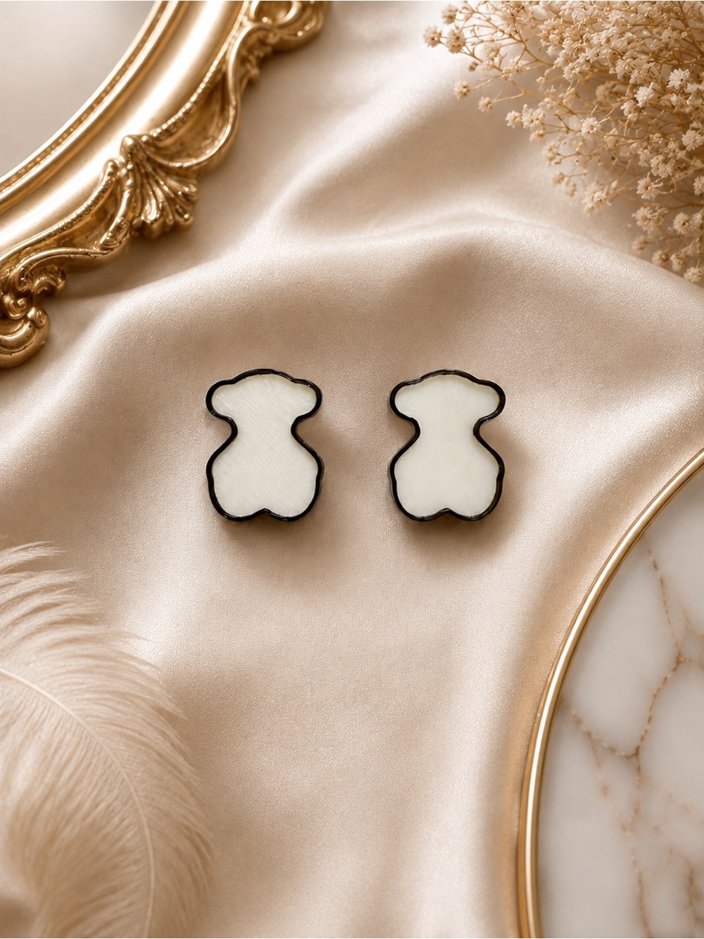 White Bear-Shaped Stud Earrings